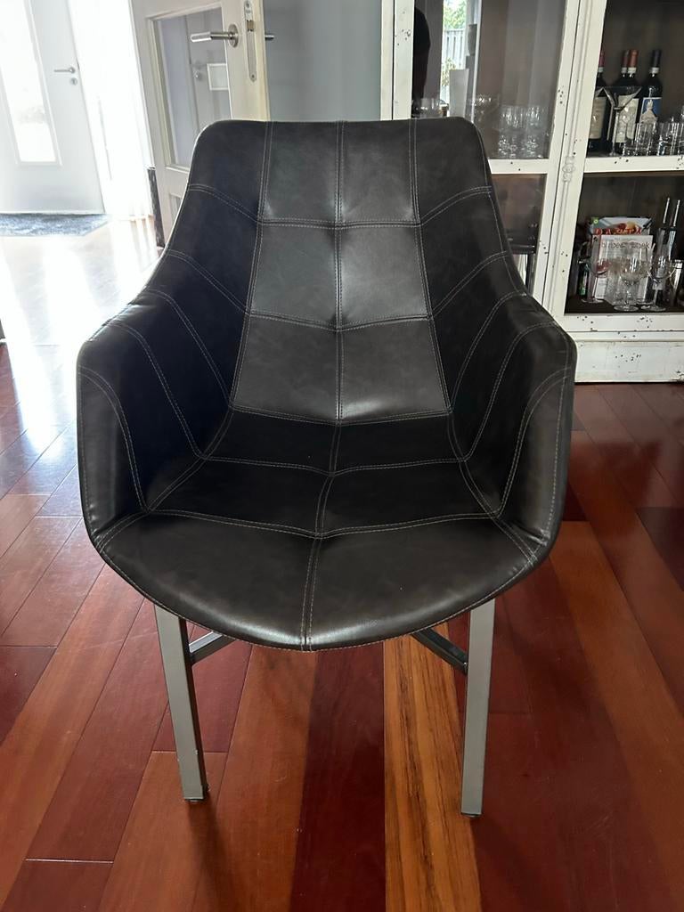 2 Leren Kuipstoelen - Comfortabel en Stijlvol, Ophalen, Gebruikt, Twee, Zwart