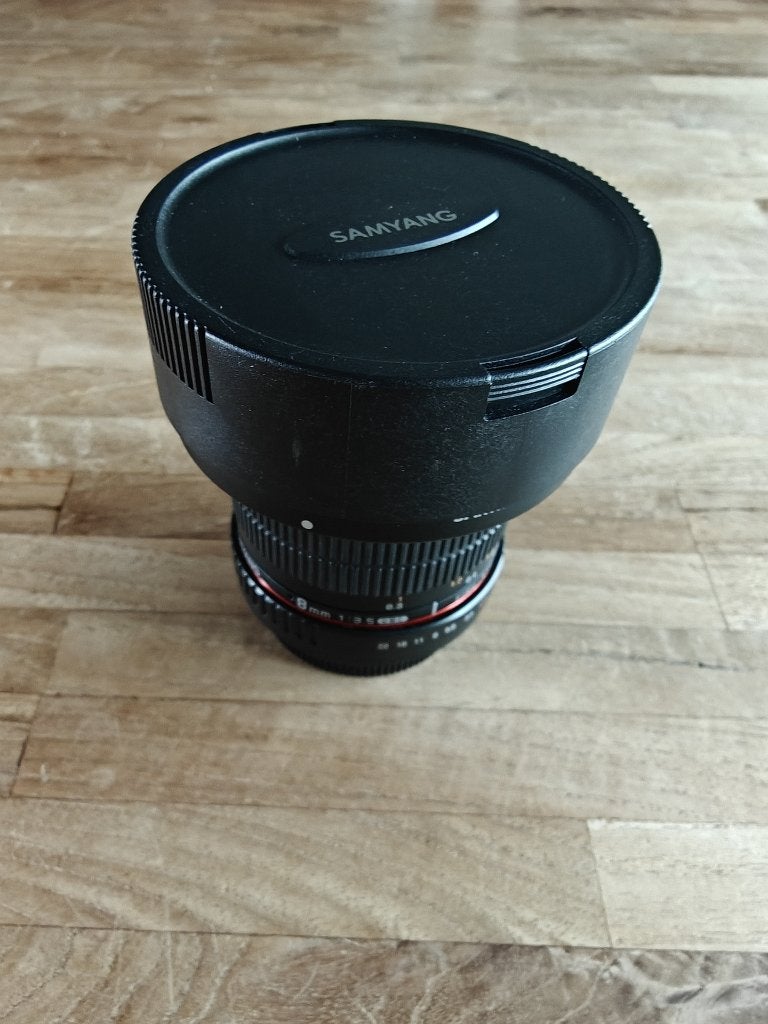 Samyang 8mm f3.5 fisheye CS II voor Canon, Gebruikt, Samyang, Handmatige focus, Fisheye-lens