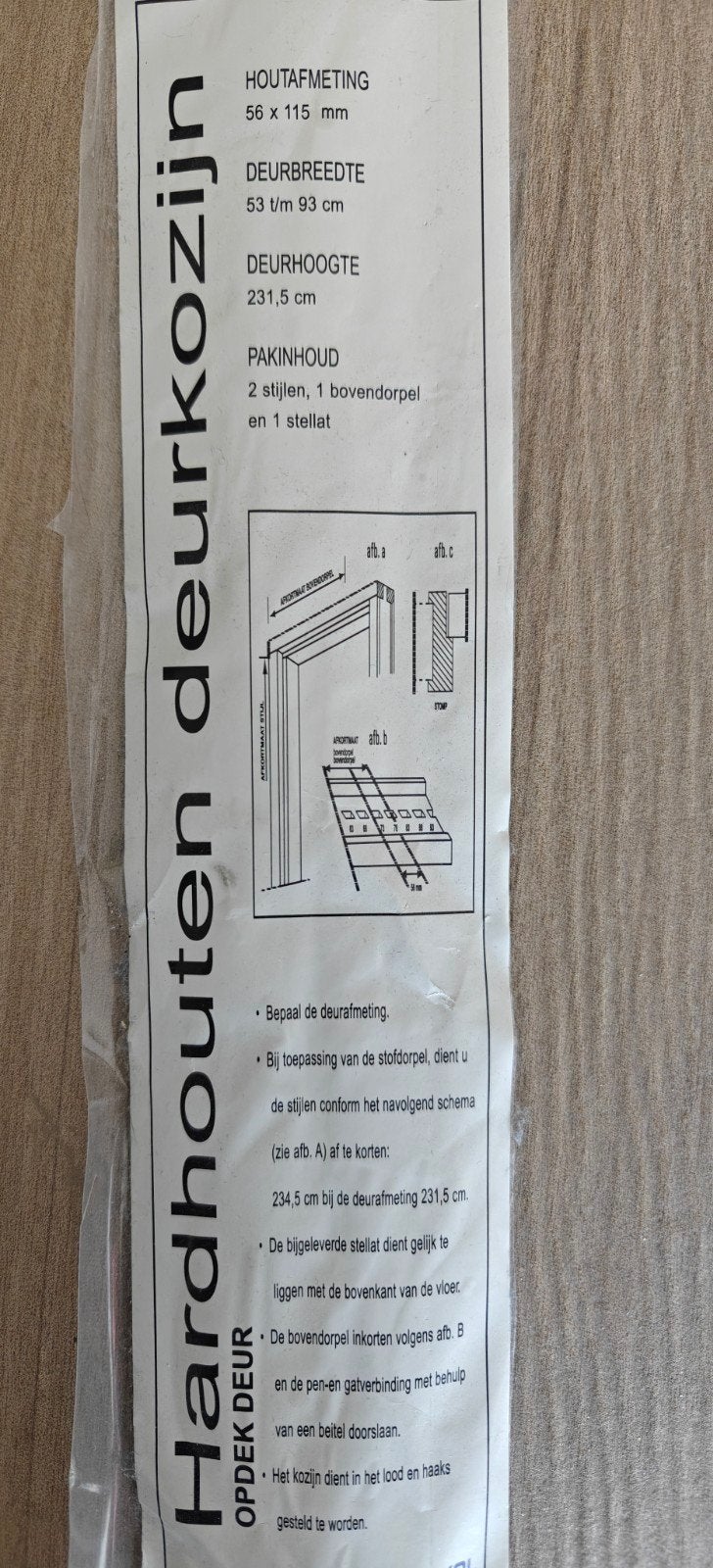 Hardhouten kozijn met opdekdeur, Doe-het-zelf en Verbouw, Kozijnen en Schuifpuien, Ophalen, Hout, 75 tot 150 cm, Deurkozijn