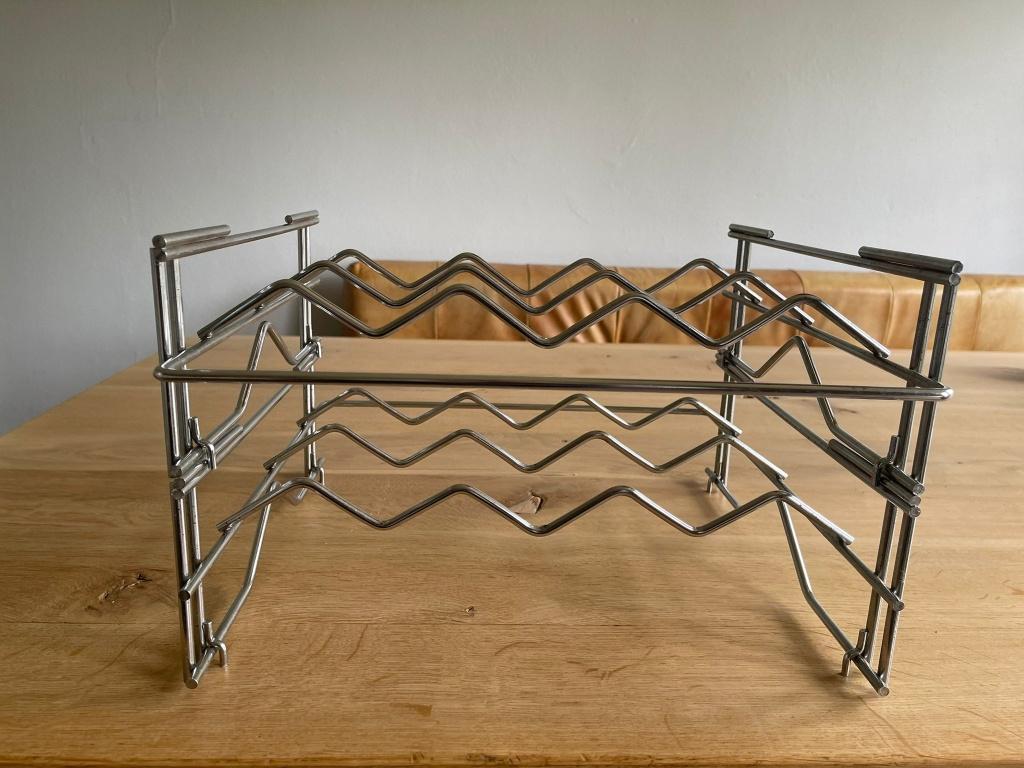 Stapelbare chrome wijnrekken (2 stuks), Huis en Inrichting, Woonaccessoires | Wijnrekken, Ophalen of Verzenden, Gebruikt, Metaal