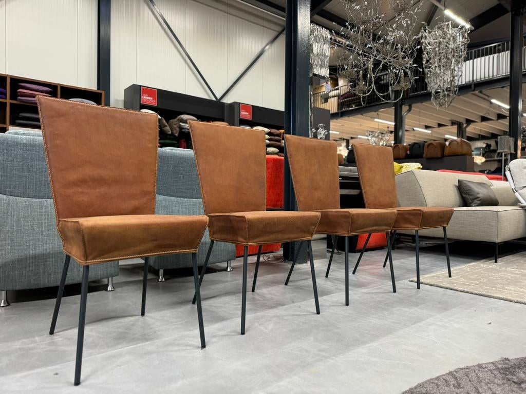 4 Nieuw Label Orea eetkamerstoel Yak leer Design stoel, Huis en Inrichting, Stoelen, Overige kleuren, Nieuw, Leer, Ophalen of Verzenden