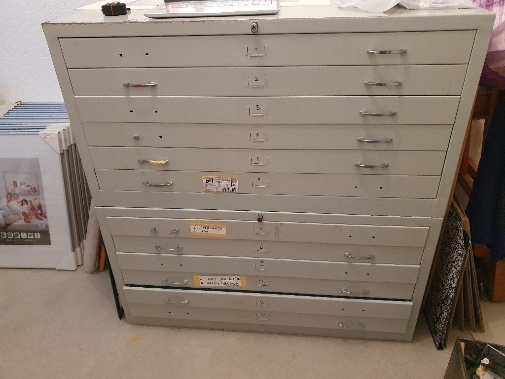 Archiefkast met 6 afsluitbare laden, Ophalen, Gebruikt, 100 tot 150 cm, 5 laden of meer