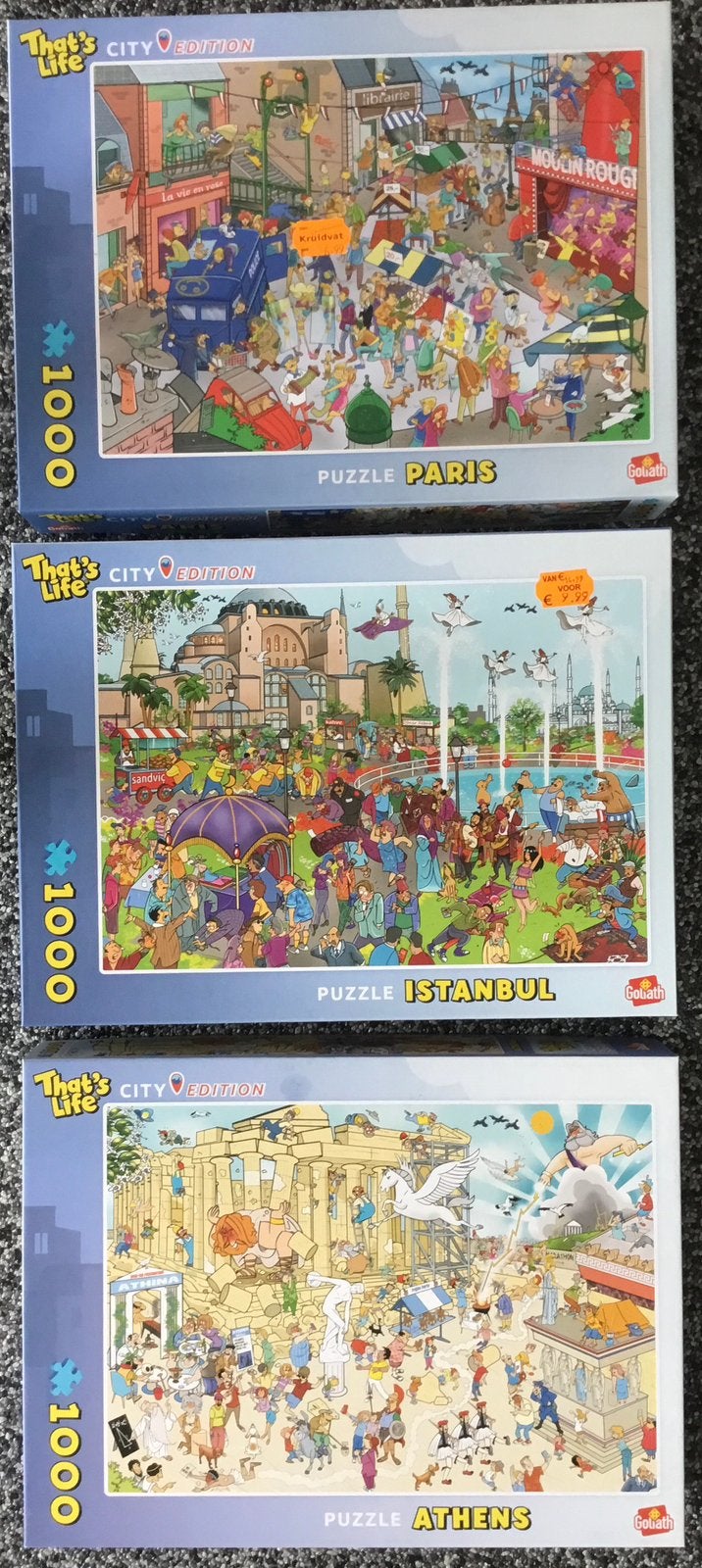 3 Puzzels van 1000 stukjes city edition, Ophalen of Verzenden, 500 t/m 1500 stukjes, Zo goed als nieuw