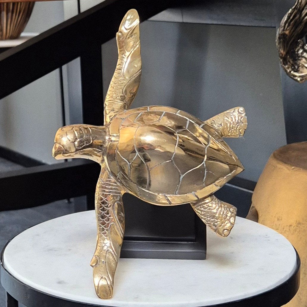 schildpad beeld van messing goud, Ophalen of Verzenden, Nieuw, Dier