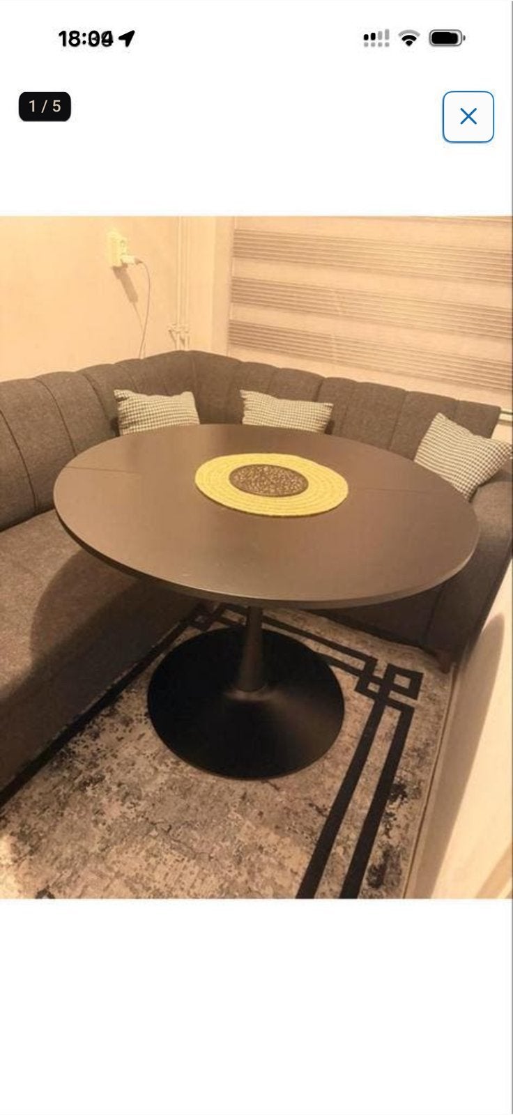 Zwarte ronde/ovale MDF eettafel, Huis en Inrichting, Tafels | Eettafels, Ophalen, 100 tot 150 cm, 200 cm of meer, Zo goed als nieuw