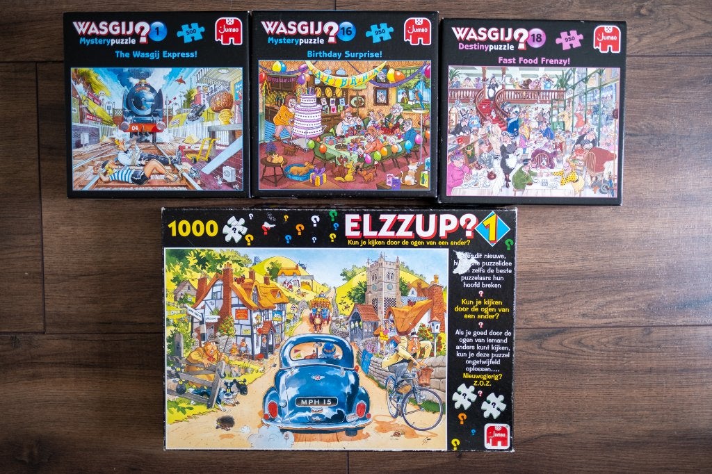 Wasgij puzzels (4 puzzels), Ophalen, 500 t/m 1500 stukjes, Zo goed als nieuw, Legpuzzel