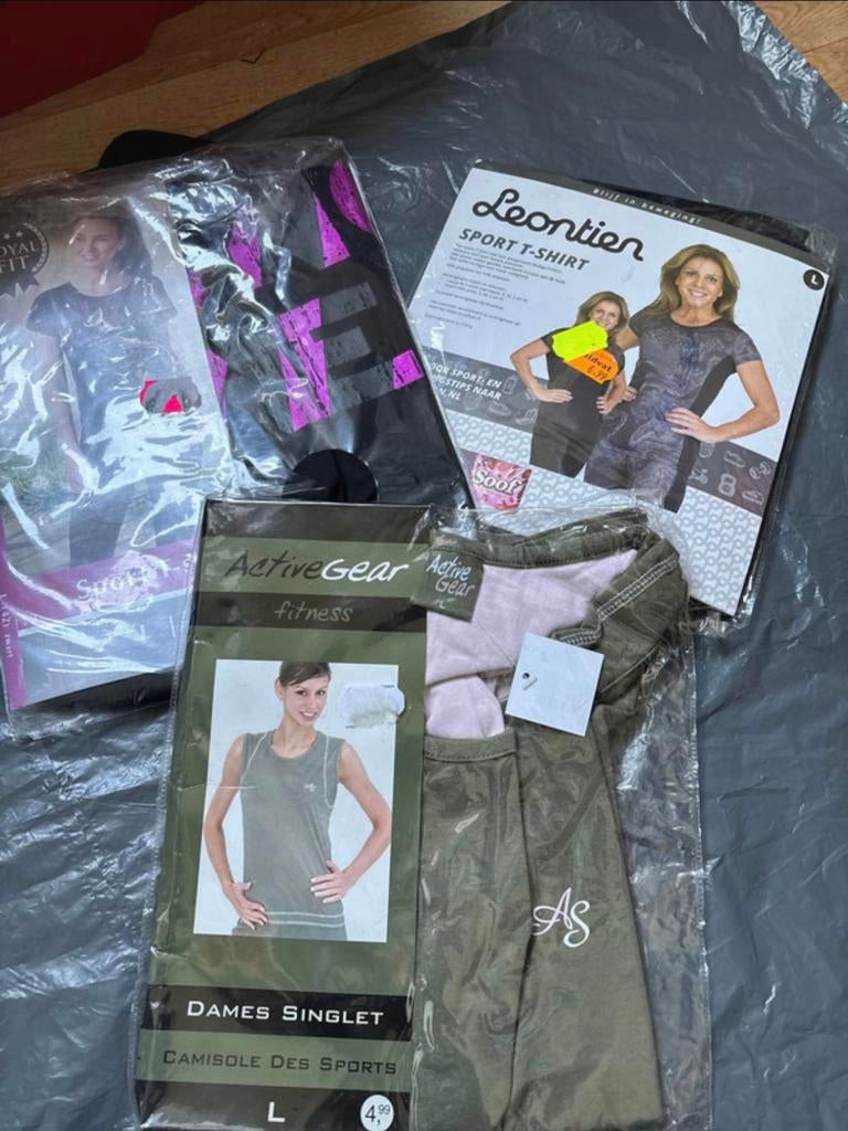 3 sport shirts, Zwart, Maat 42/44 (L), Nieuw, Ophalen of Verzenden