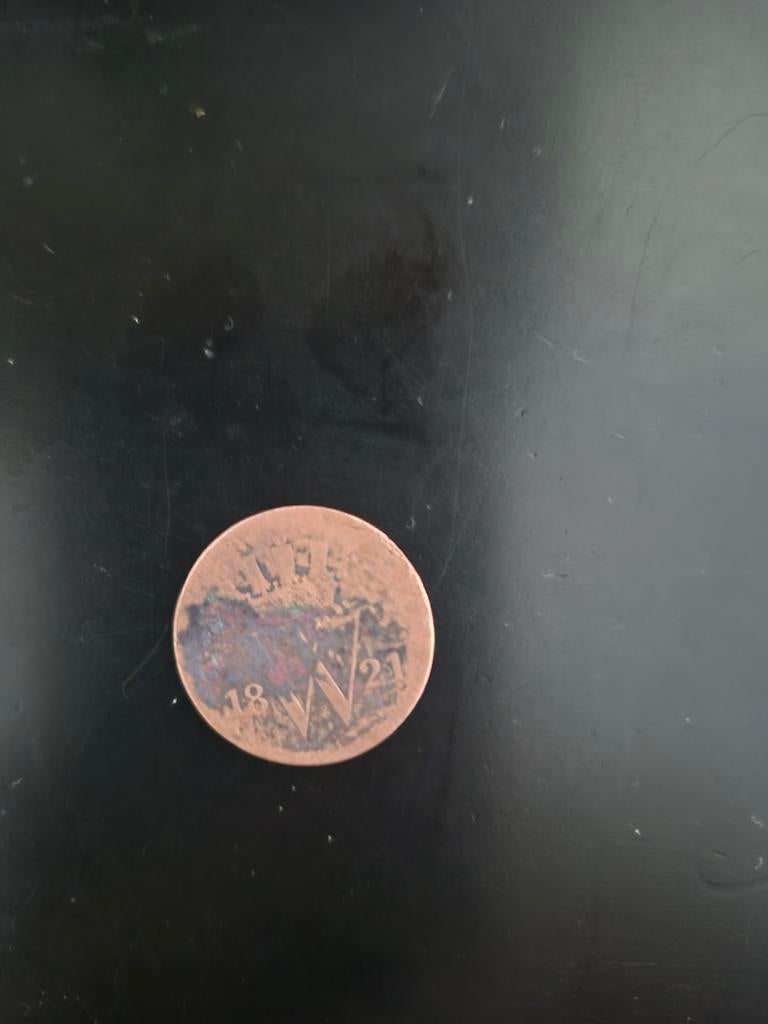 Koperen Willem II munt 1821, Ophalen of Verzenden, Koning Willem II, Losse munt