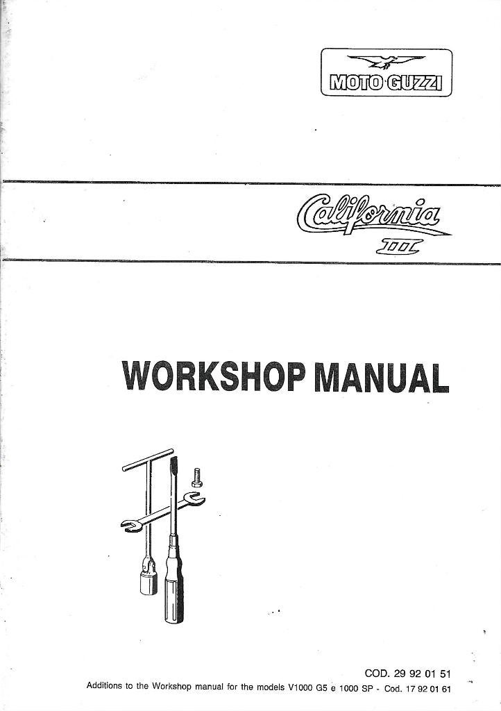 Moto Guzzi California III Additions to Workshop Manual 8003z, Ophalen of Verzenden, Moto Guzzi