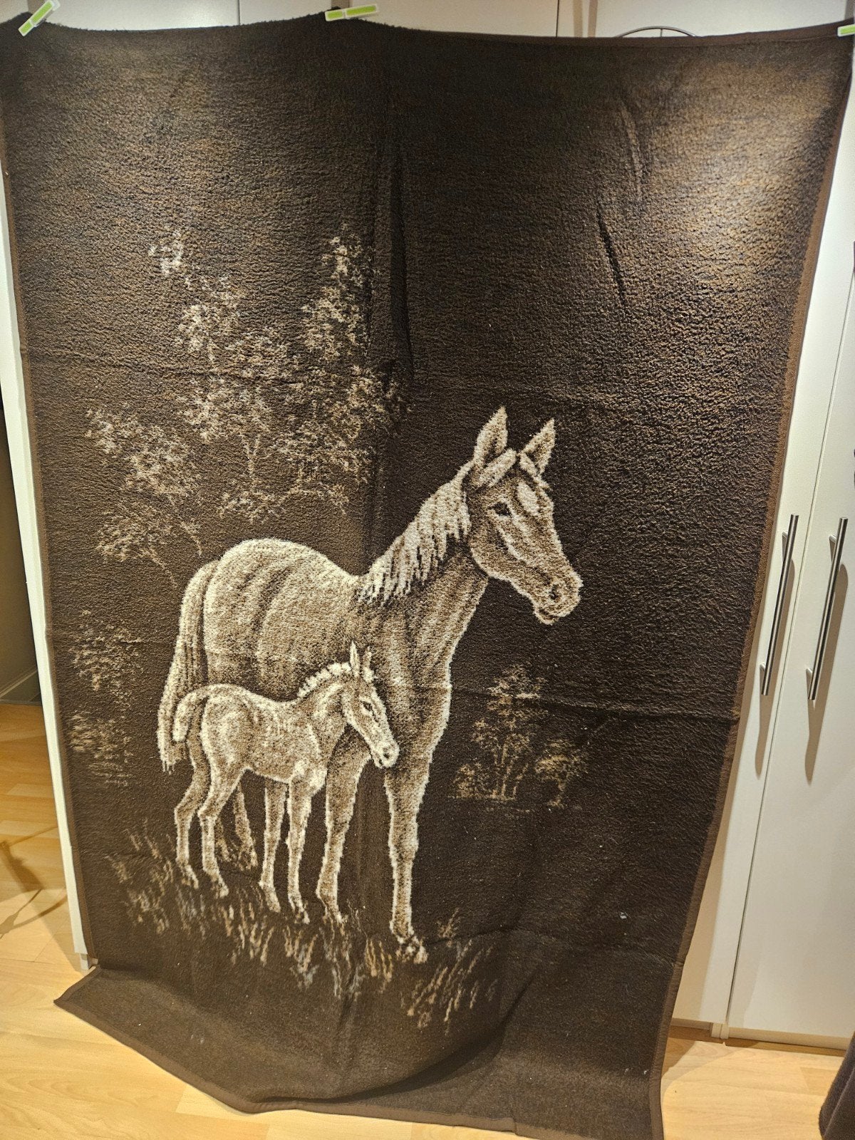 vintage paardendeken / Sprei(140x210 cm), Gebruikt, 100 tot 150 cm, 200 cm of meer, Ophalen of Verzenden