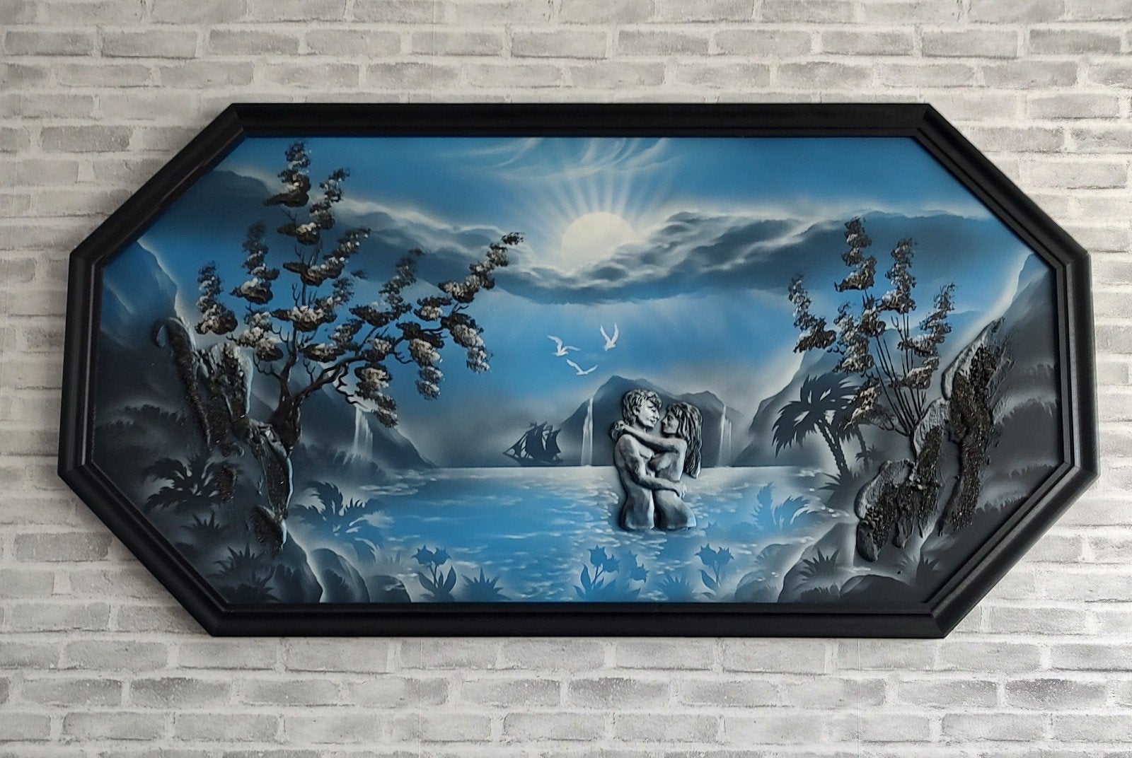 schilderij met zwarte lijst, Ophalen, Zo goed als nieuw, Schilderij