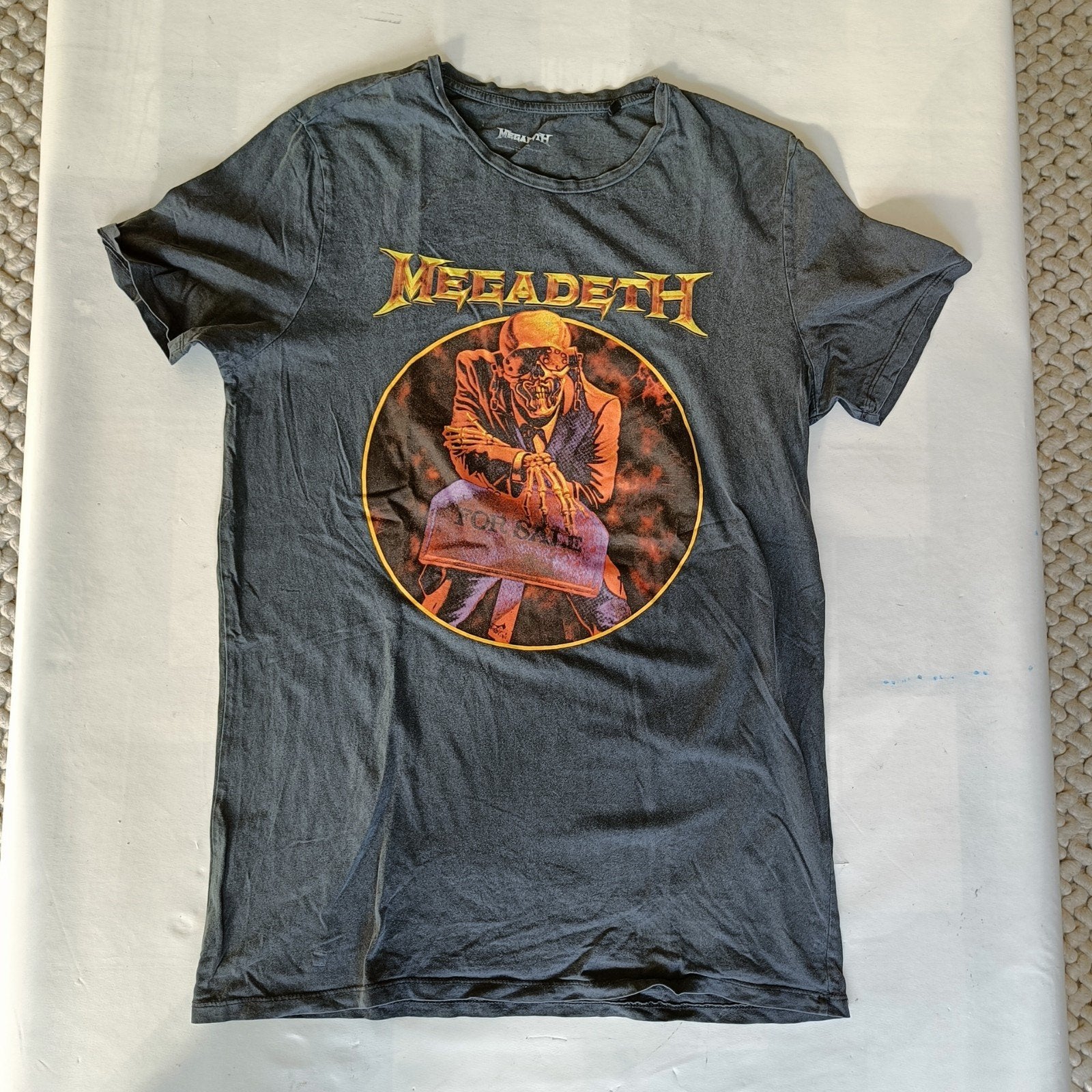 Megadeth T-shirt met 'For Sale' print. Maat L, Kleding | Heren, T-shirts, Megadeth, Overige maten, Ophalen of Verzenden, Grijs