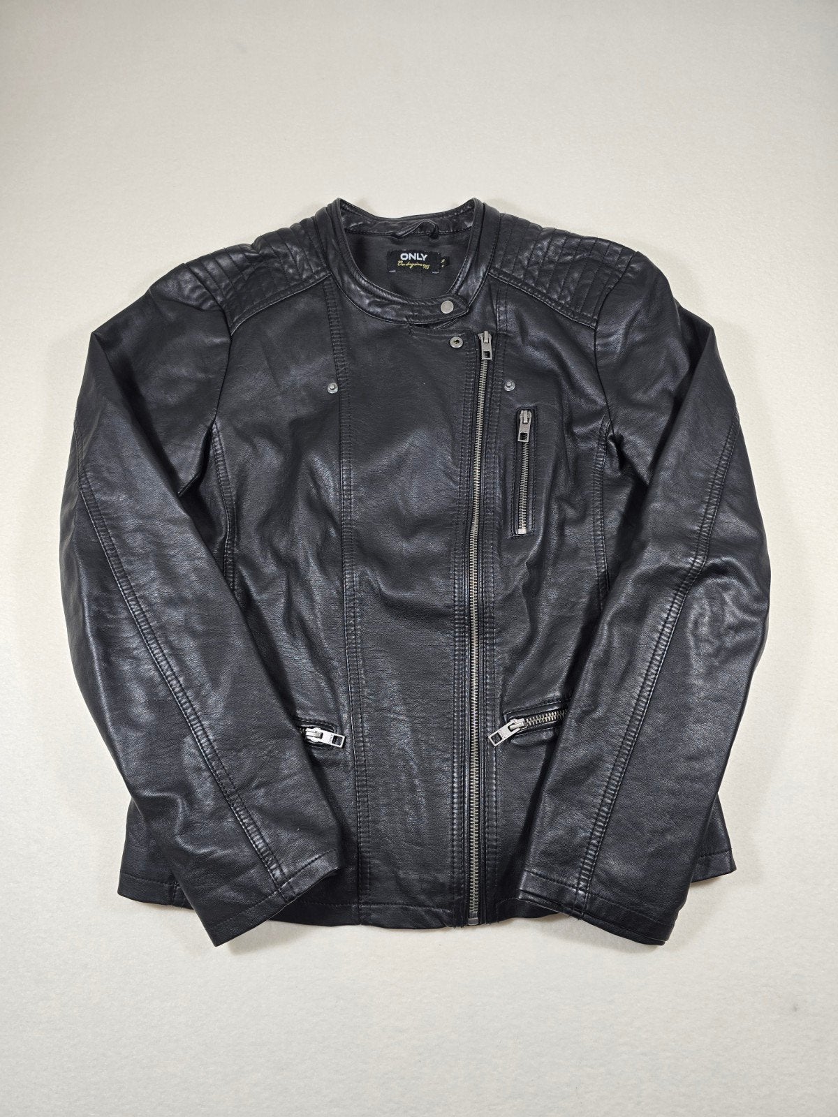 ONLY | bikerjack | 38 | zwart | leerlook jasje biker, Maat 38/40 (M), Only, Zwart, Ophalen of Verzenden
