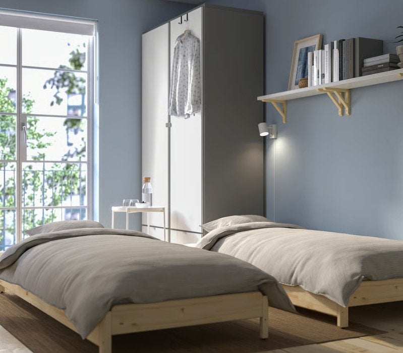 IKEA UTÅKER Stapelbaar bed, grenen, 80x200 cm inc matras, Ophalen, Gebruikt, Eenpersoons, Beige