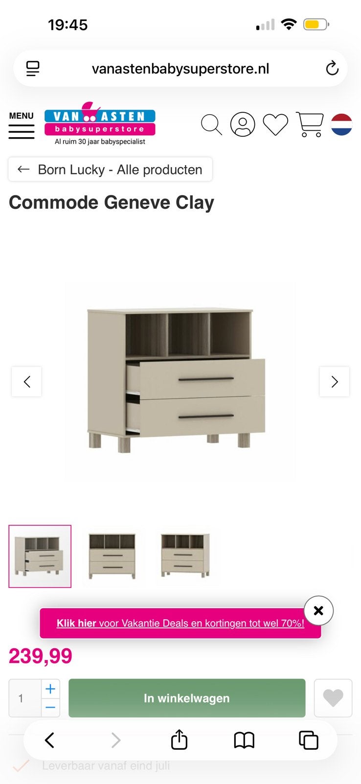 Commode, Kinderen en Baby's, Kinderkamer | Commodes en Kasten, Ophalen, 50 tot 70 cm, Zo goed als nieuw, 75 tot 100 cm