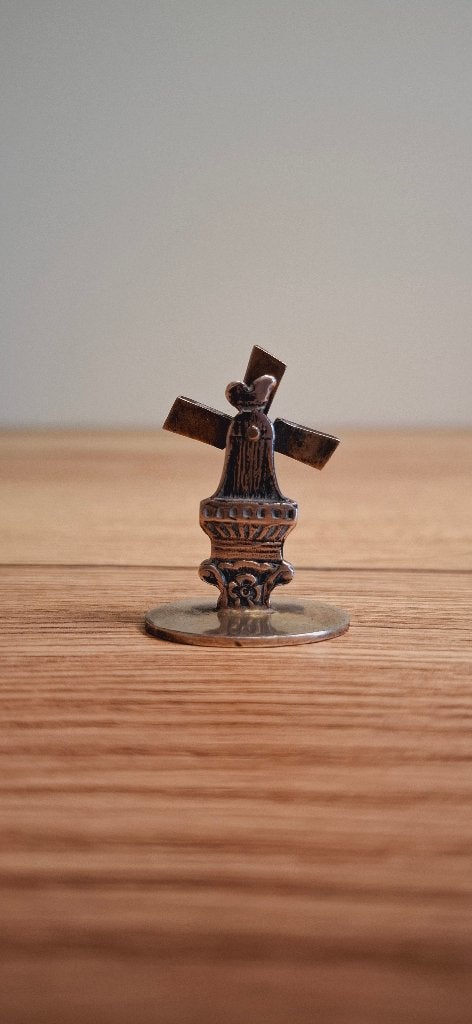 Vintage GERO verzilverd molen standaardje windmolen, Zilver, Overige onderwerpen, Minder dan 20 cm, Ophalen of Verzenden