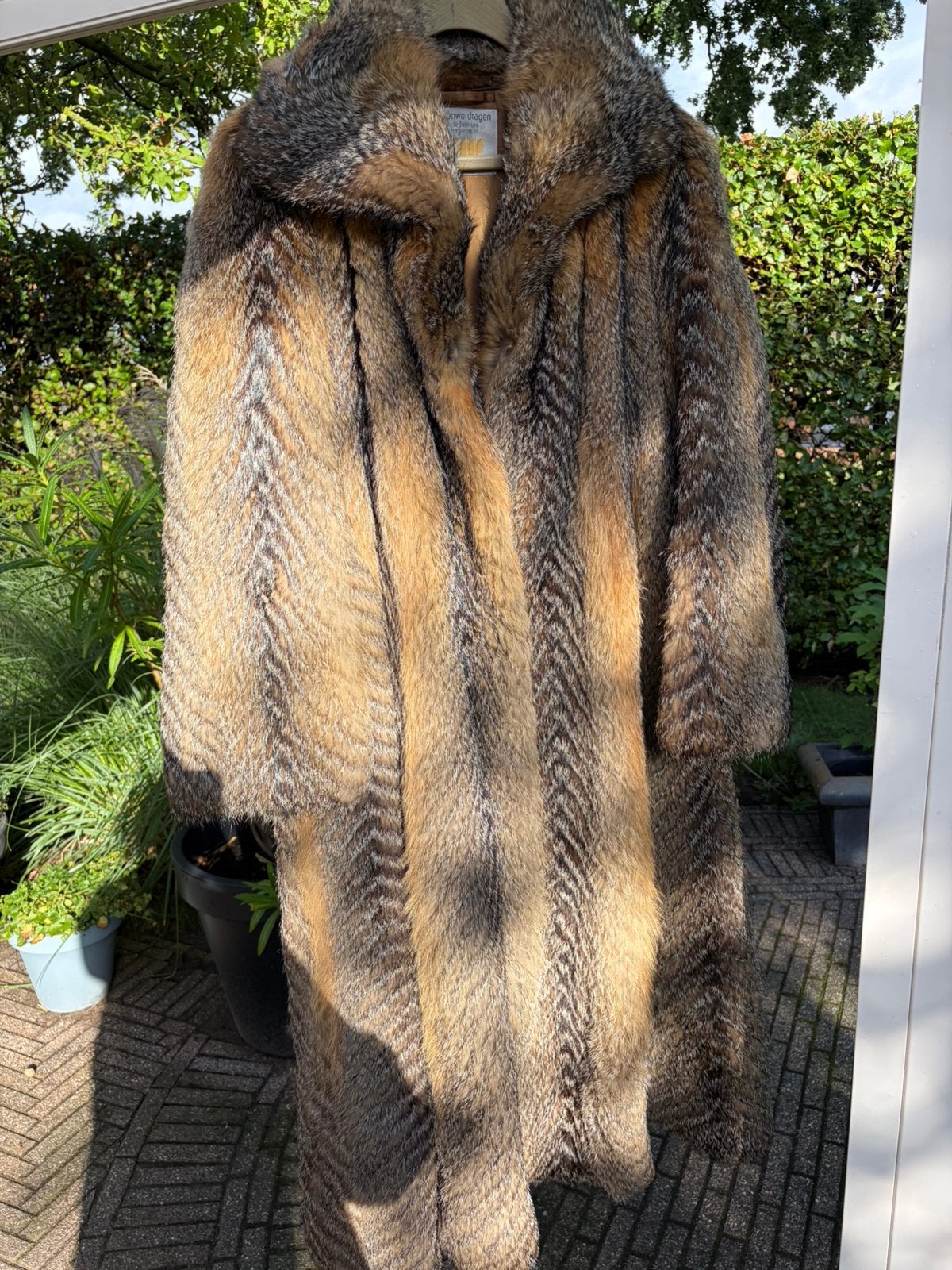 Bontjas, vossenbont.bruin/ grijs/goud Fred Vanwordragen, Ophalen, Gedragen, Maat 42/44 (L), Bruin