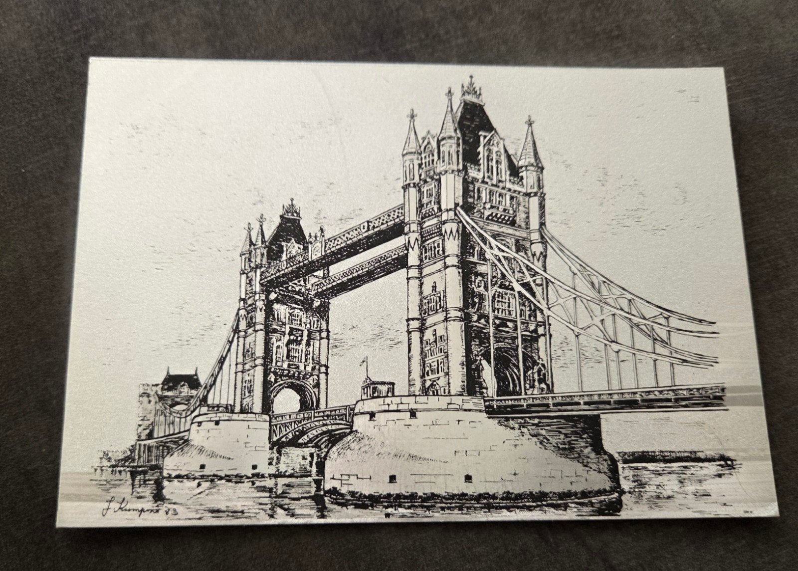 Tower Bridge Londen - Zilver glanzende kaart, Verzamelen, Verzenden, 1980 tot heden, Ongelopen, Engeland