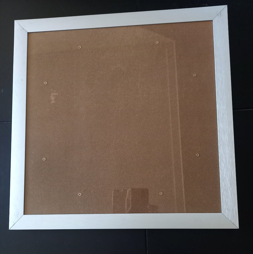 FOTOLIJST, met brede zilverkleurige lijst, 40 x 40 cm, Huis en Inrichting, Ophalen, Met glas, Glas, Fotolijst