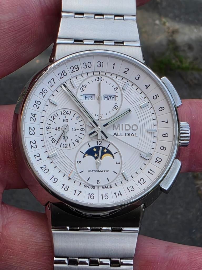 Mido All Dial moonphase ref: M83614111, Sieraden, Tassen en Uiterlijk, Ophalen of Verzenden, Zo goed als nieuw, Staal, Omega