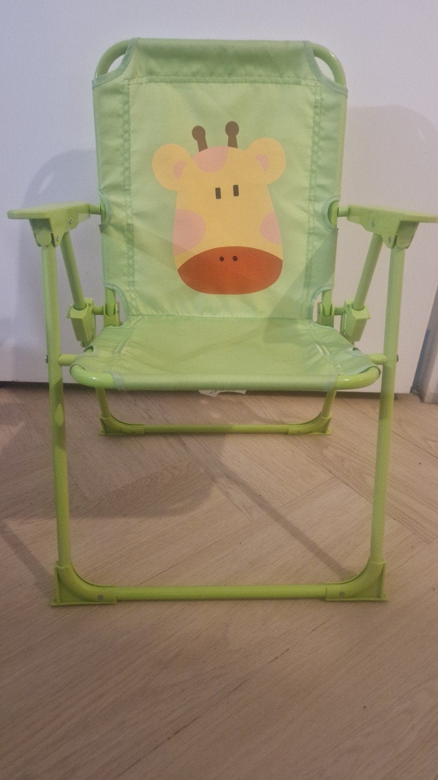 Groene kinderstoel met giraffe print - Inklapbaar, Ophalen of Verzenden, Gebruikt, Inklapstoel