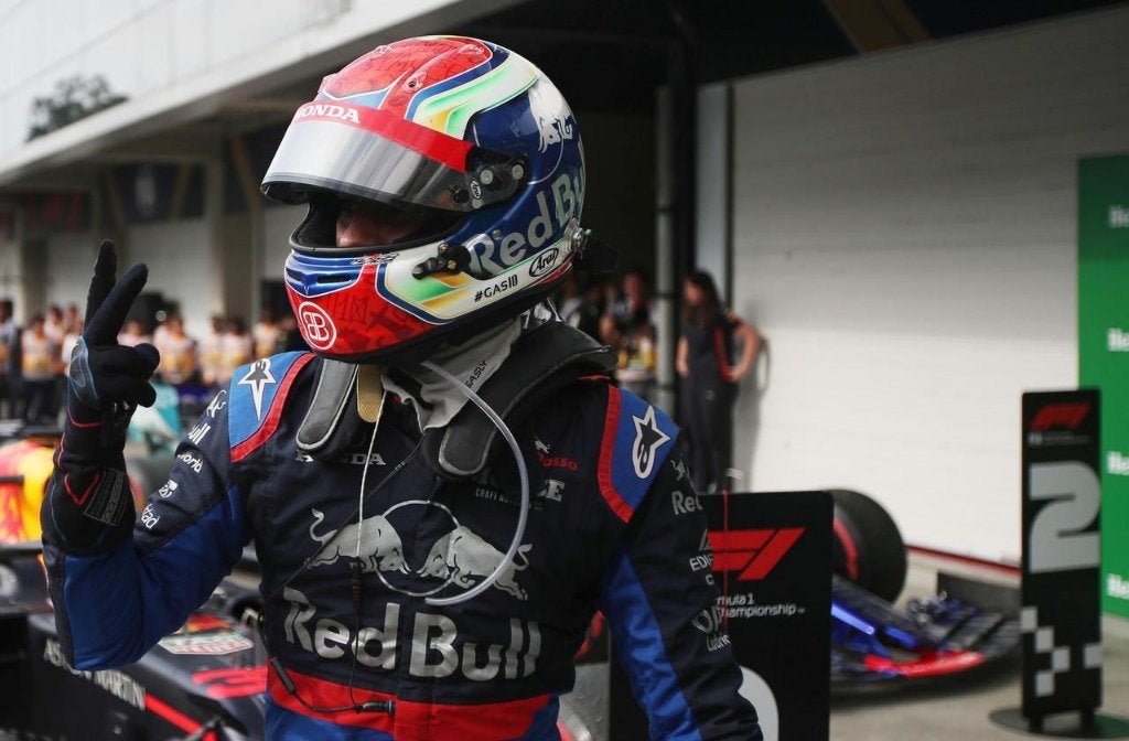 ✅ Pierre Gasly 1:5 helm 2019 2nd place Brazilian GP Spark, Ophalen of Verzenden, Nieuw, Formule 1