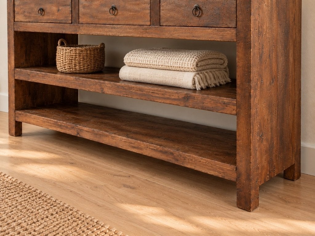 Nieuwe grote houten sidetable – magazijnopruiming, Ophalen, 100 tot 150 cm, Landelijk, stoer en industrieel, Nieuw