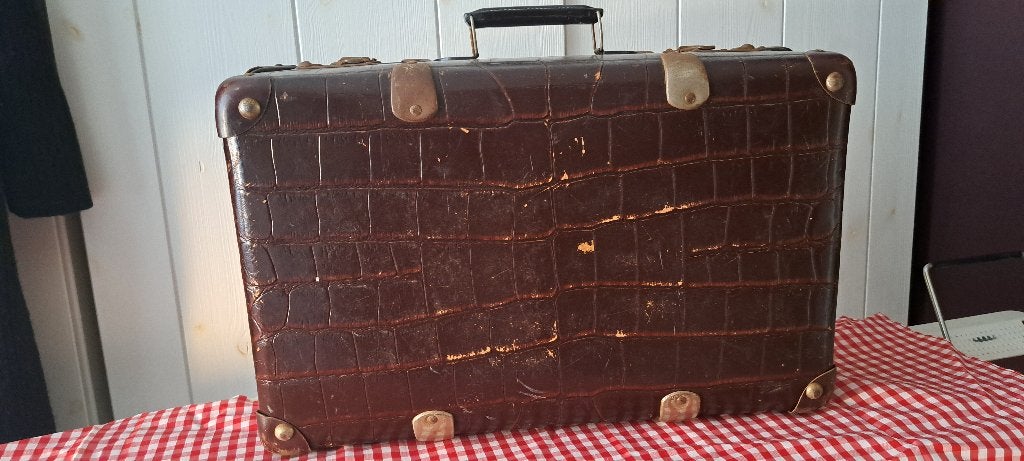 Brocante vintage bruine koffer afmeting 49 x 30, Antiek en Kunst, Ophalen of Verzenden