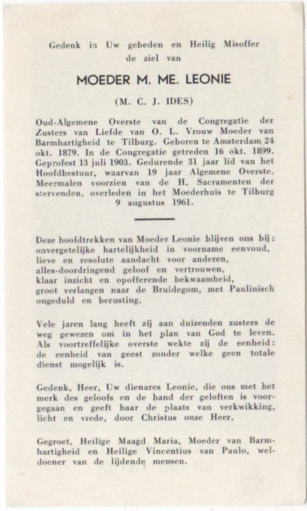 zr. Maria Ides 1879 Amsterdam + 1961 Tilburg, 81 jaar oud, Verzenden