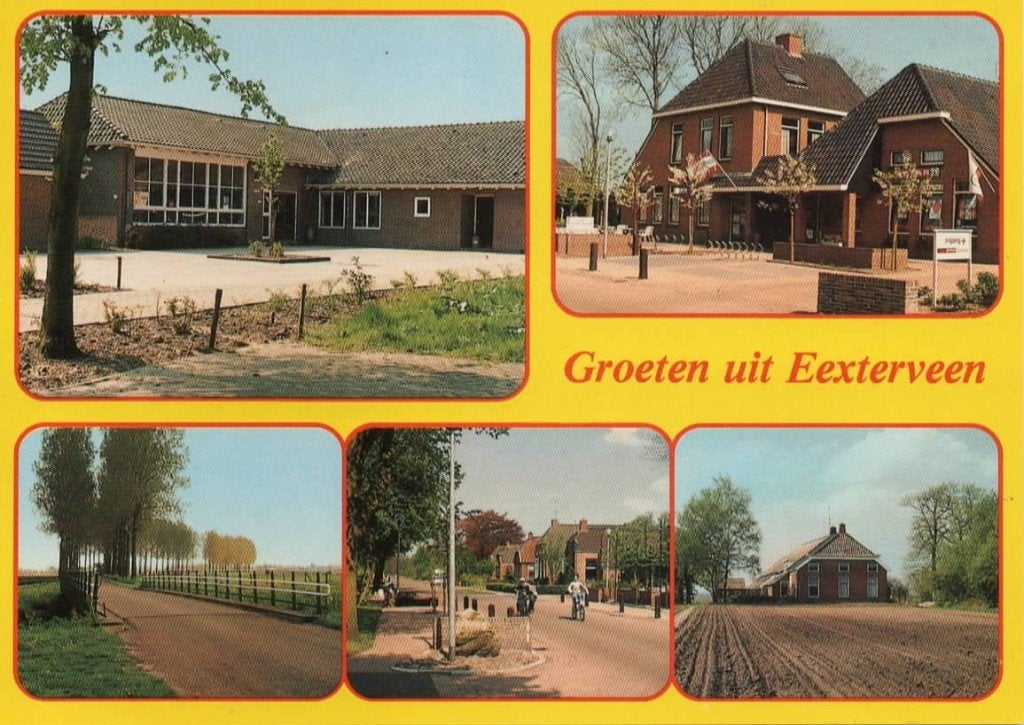 Ansichtkaart Eexterveen, 5-luik, school, dorp, brug, Ophalen of Verzenden, 1980 tot heden, Ongelopen, Drenthe