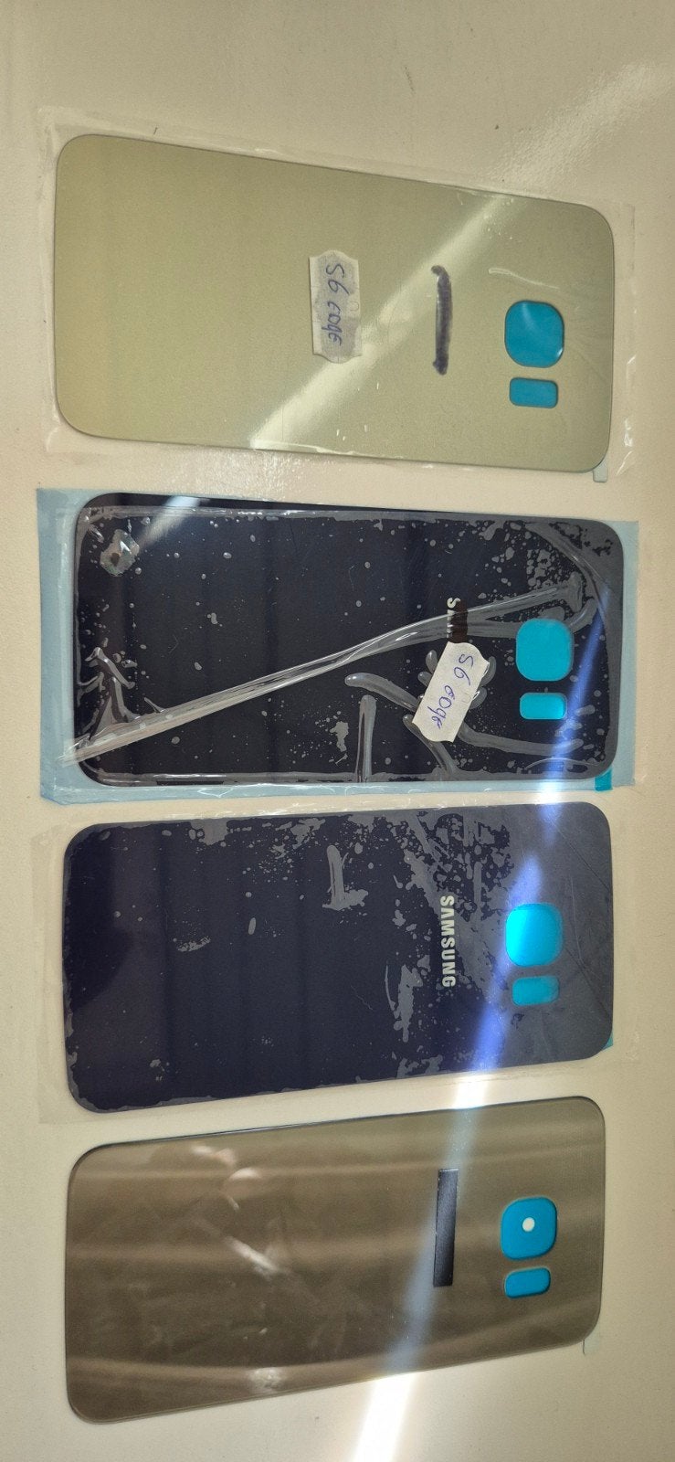 Samsung Galaxy S6 Edge Batterij Cover Goud/Donkerblauw, Ophalen of Verzenden, Nieuw, Bescherming, Samsung