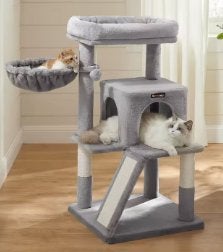 Groot kattenhuis met krabpaal en observatiemand (96cm), Ophalen of Verzenden, Nieuw, Krabpaal