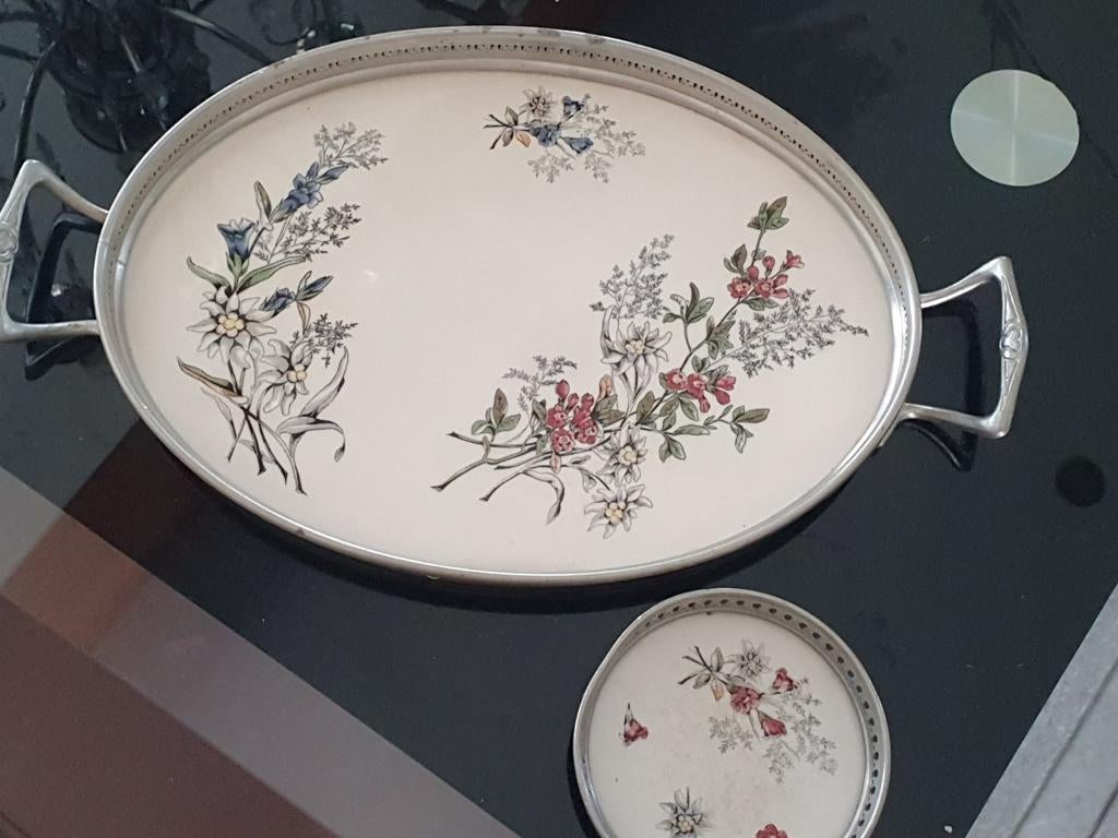 Delfts Handwerk Serveerblad en Flessen Onderzetter Porselein, Antiek en Kunst, Ophalen