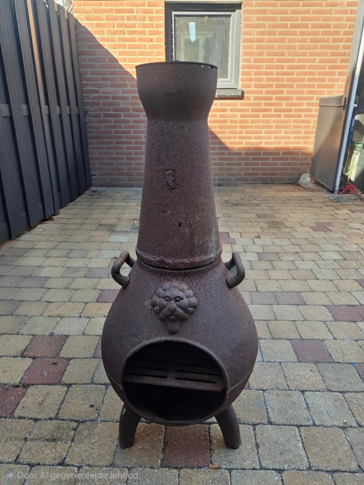 Authentieke zwaar gietijzeren terrashaard, Ophalen, Gebruikt