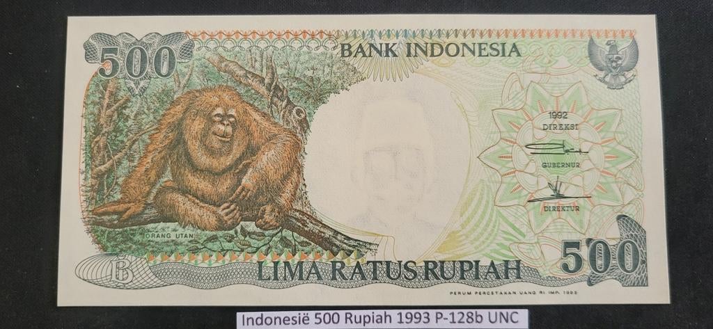 Indonesië 500 Rupiah 1993 P-128b UNC Orang-oetan, Ophalen of Verzenden