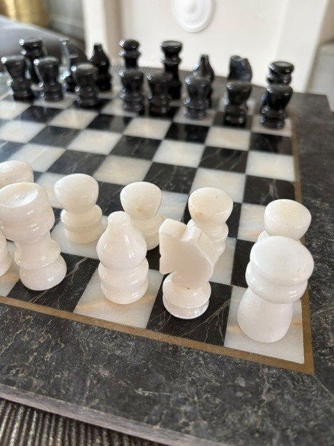 schaakbord marmer / onyx, Een of twee spelers, Ophalen, Gebruikt