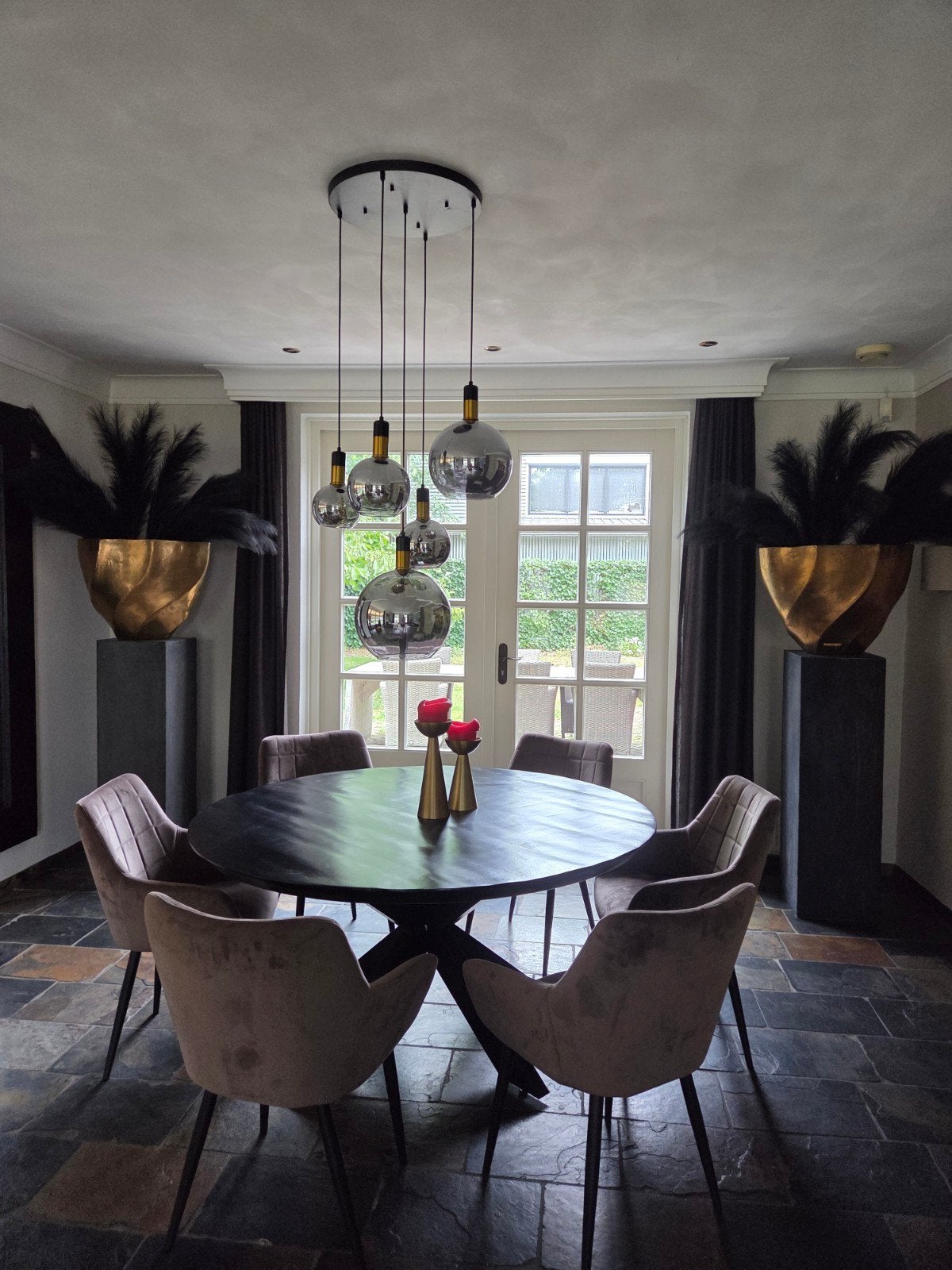 Mooie ronde eettafel met 6 stoelen, Huis en Inrichting, Gebruikt, Rond, Vijf personen of meer, Modern