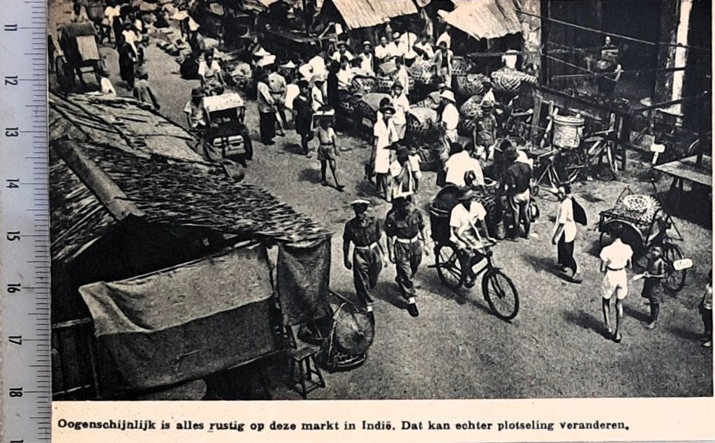 Leger Indië 1946; ogenschijnlijke rust op een markt in Indië, Verzenden, 1940 tot 1960, Gebruikt, Overige onderwerpen