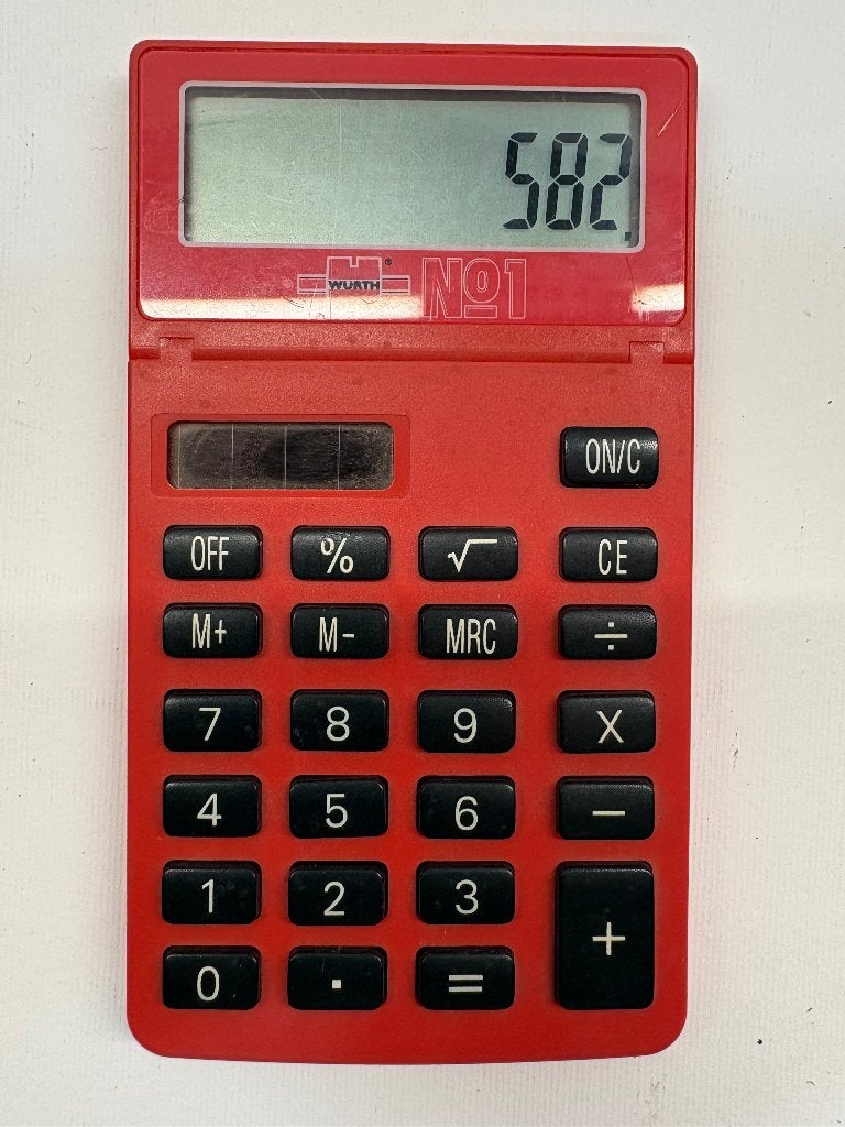 Rode Würth No1 Rekenmachine – Werkt perfect (met zonnecel), Ophalen of Verzenden, Gebruikt