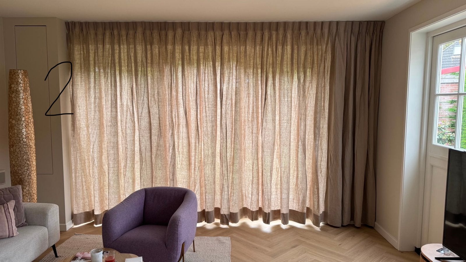 Linnen gordijn kleur taupe (1deel), Ophalen, Nieuw, Gordijn, Overige materialen