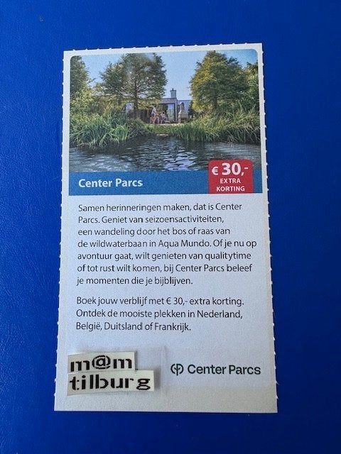 Center Parcs €30,00 extra korting p.p. tot 1-7-2027, Drie personen of meer, Kortingsbon, Bungalowpark