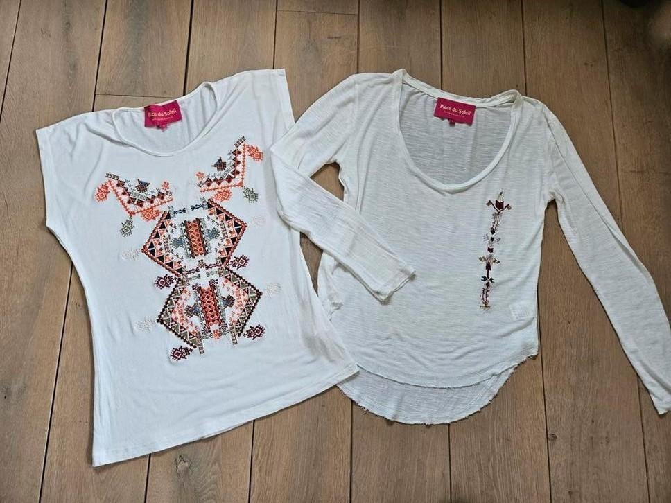 Place du Soleil 2 x shirt maat s, Kleding | Dames, Ophalen of Verzenden, Zo goed als nieuw, Maat 36 (S), Wit