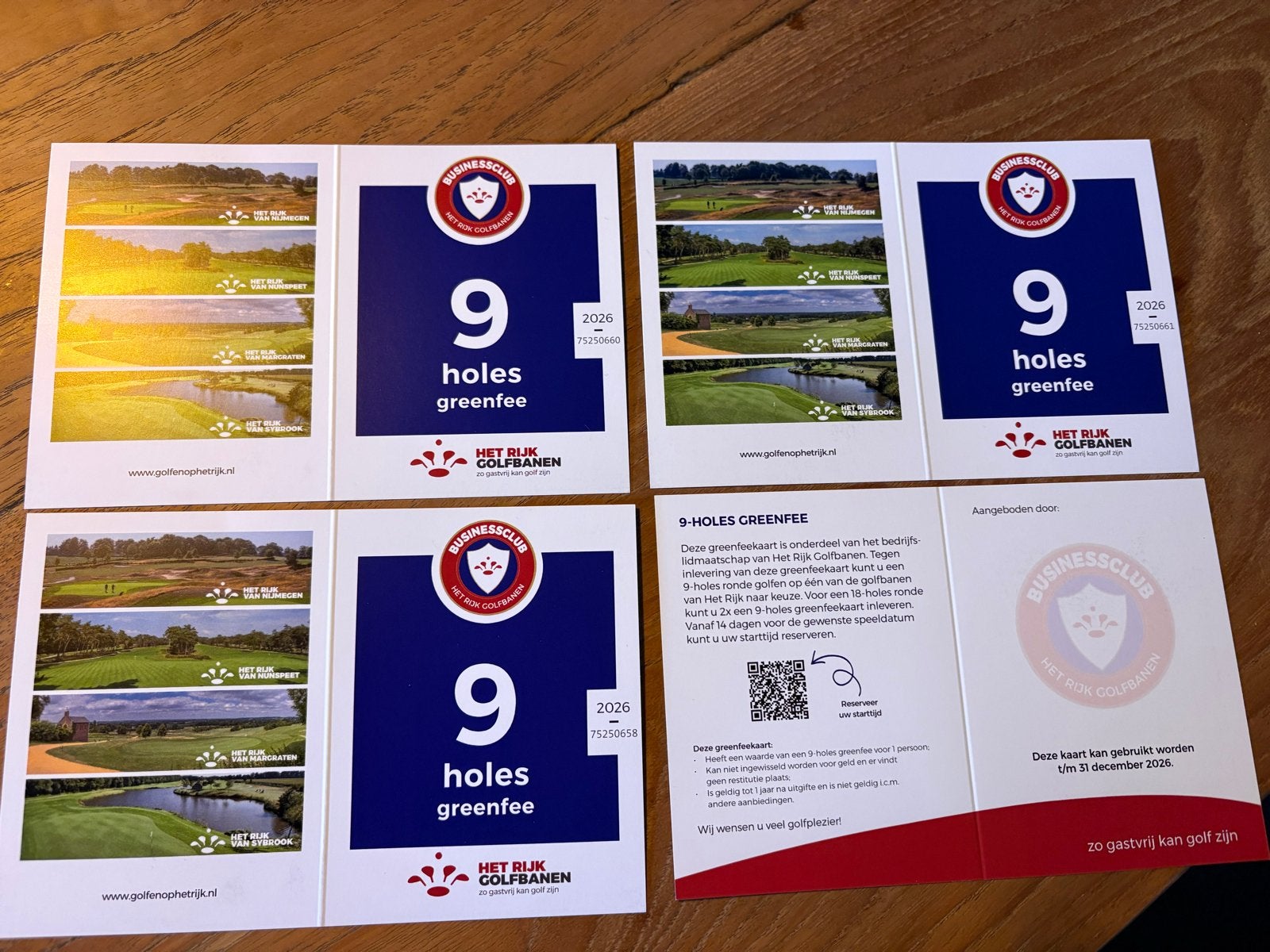 4 x greenfee HET RIJK golfbanen, Ophalen of Verzenden, Overige typen