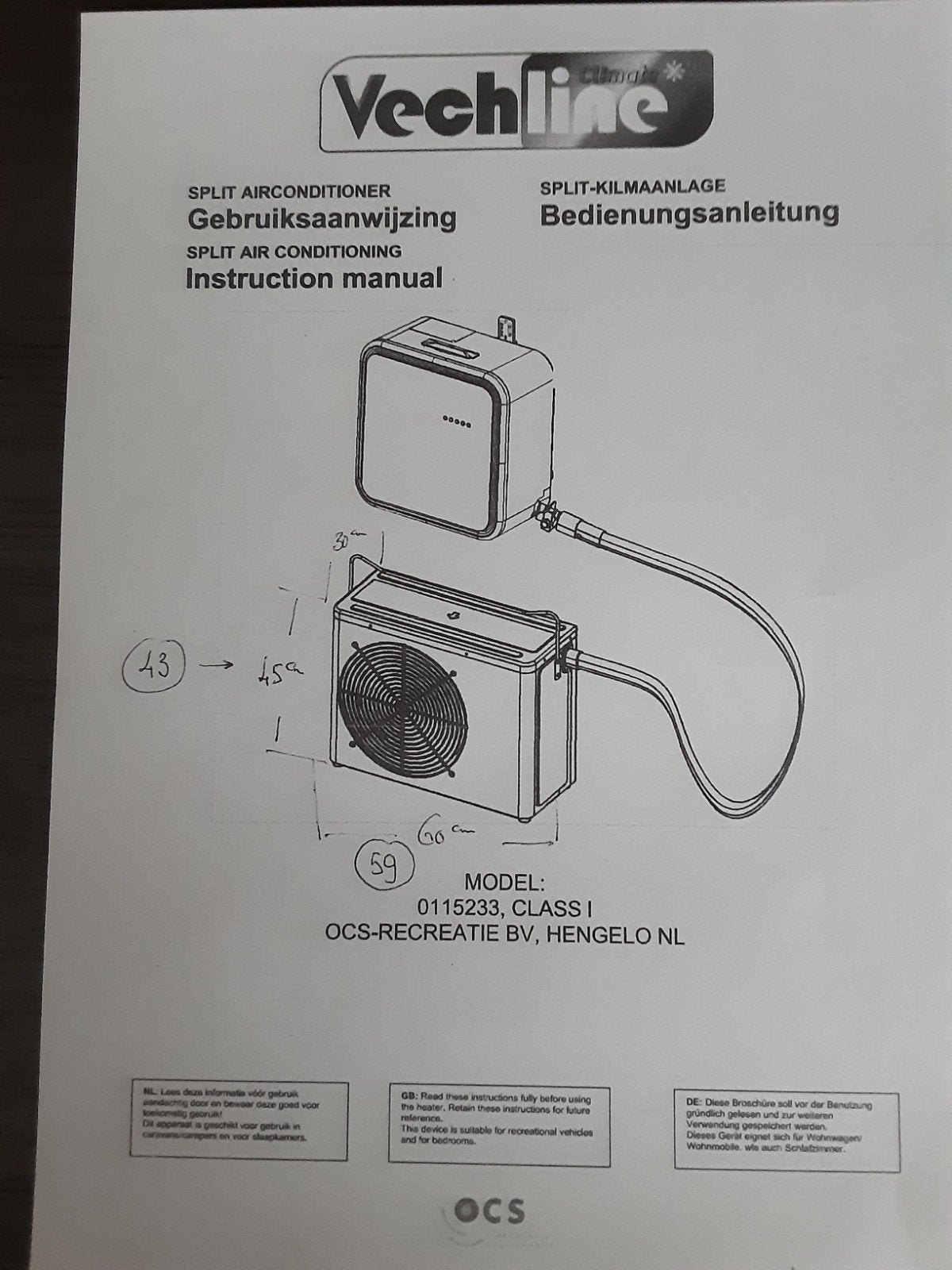 Te koop caravan airco, Ophalen