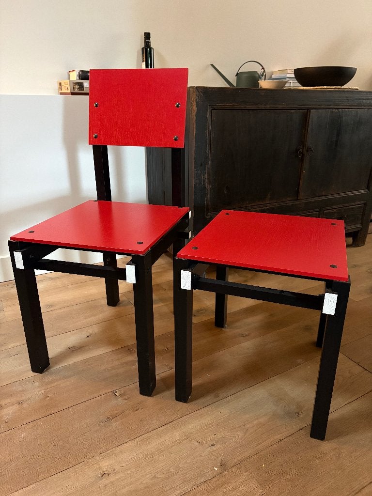 Rietveld Originals Military Chair met Military Kruk, Huis en Inrichting, Krukjes, Nieuw, Hout, Ophalen of Verzenden