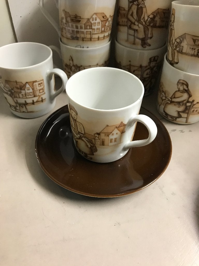 Vintage Spakenburgse kop en schotel - set van 6, Overige merken, Keramiek, Vintage, Nieuw
