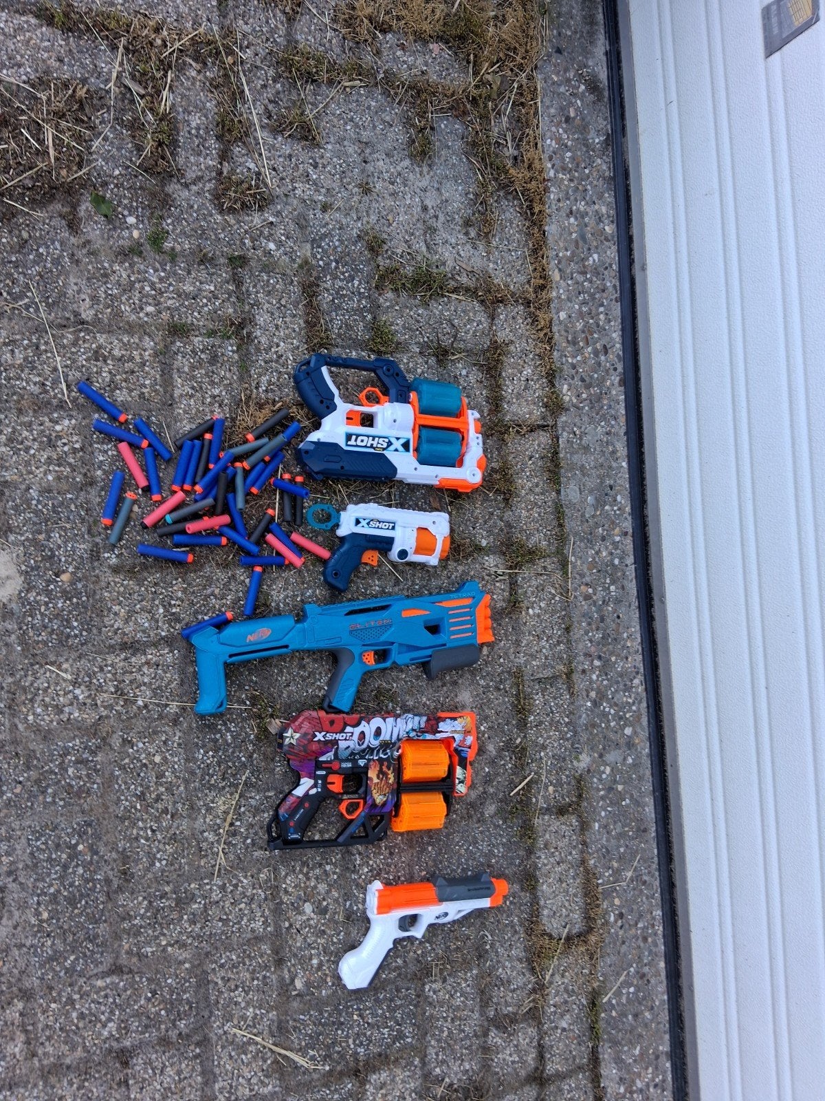 5 Nerf/X-Shot blasters met munitie in goede staat, Ophalen of Verzenden