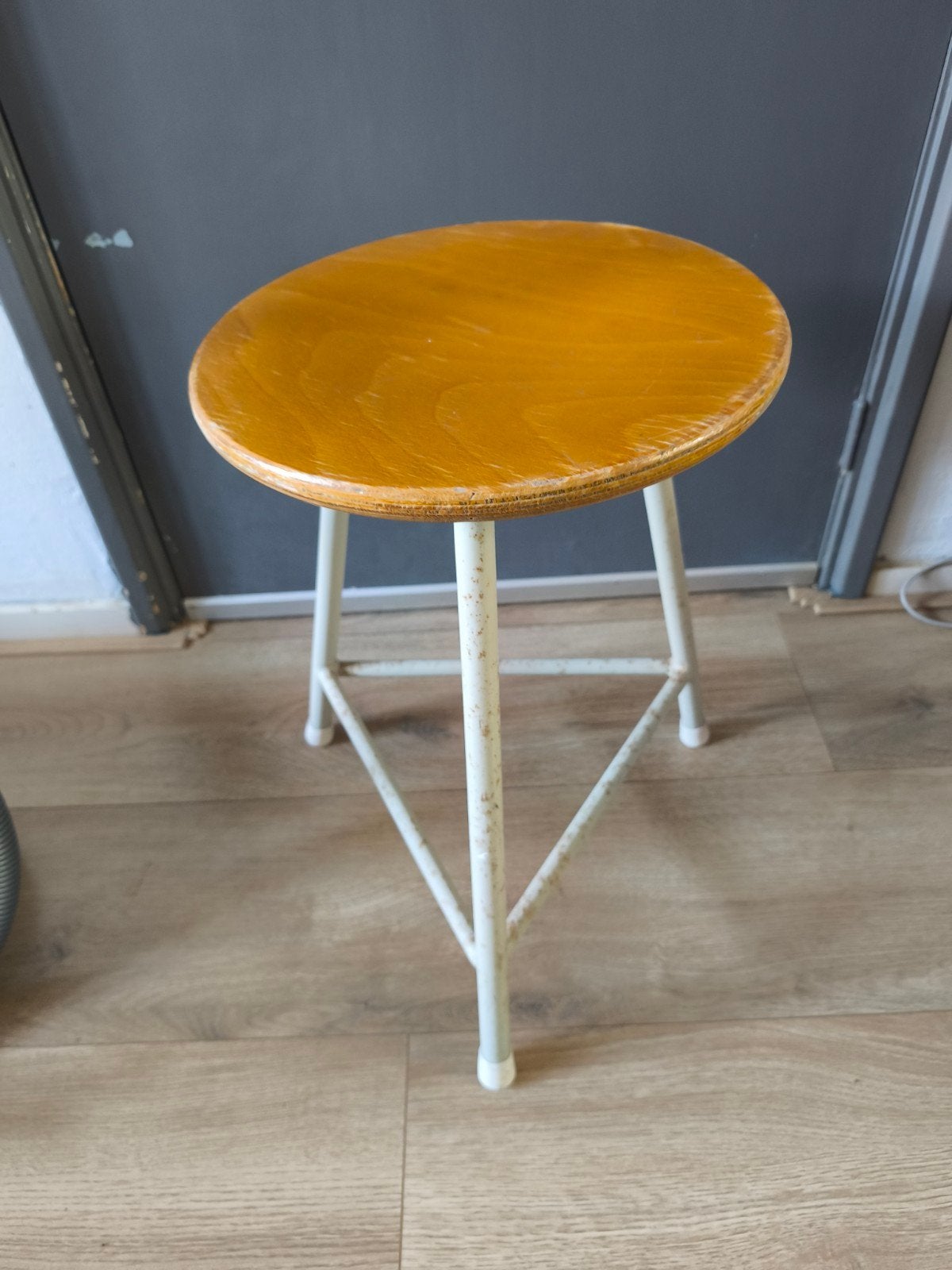 Vintage Industriële Kruk - Perfect voor Eettafel, Ophalen of Verzenden, Gebruikt, Staal
