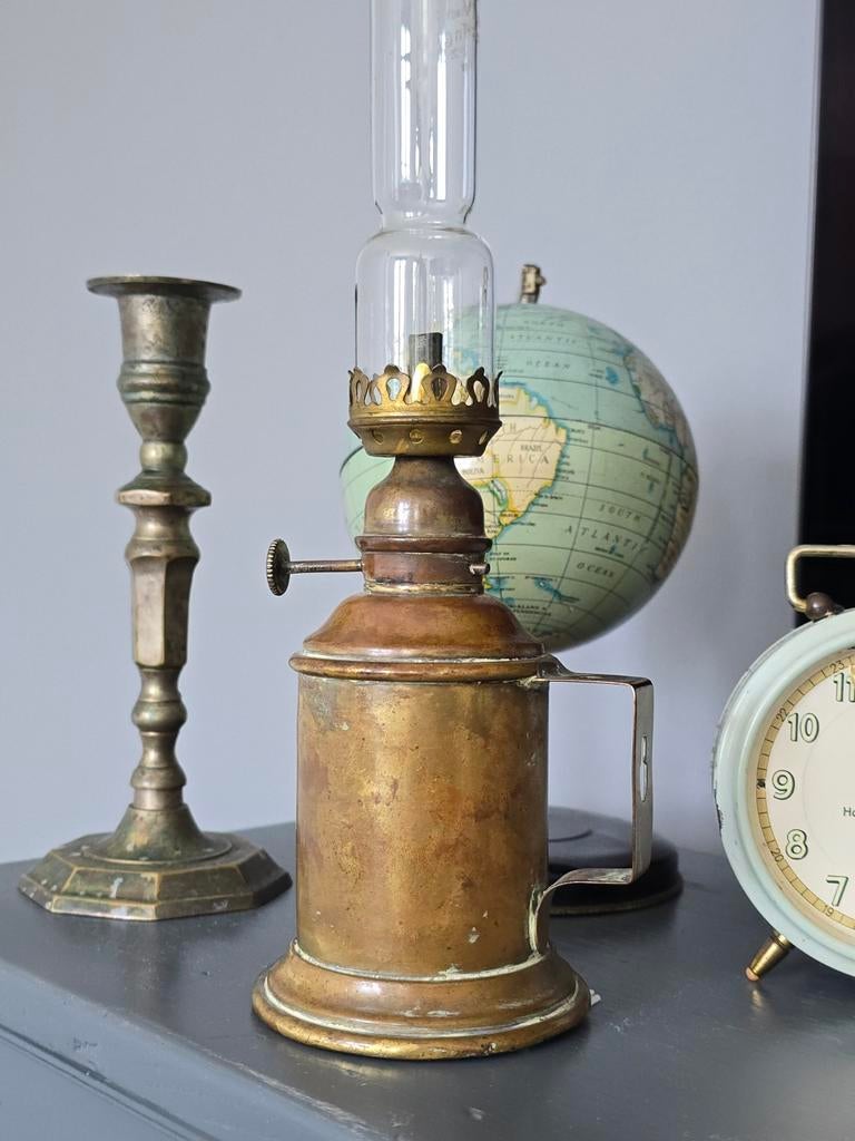 Prachtige antieke 19e eeuwse Franse Olielamp Lampe de Surete, Antiek en Kunst, Ophalen of Verzenden