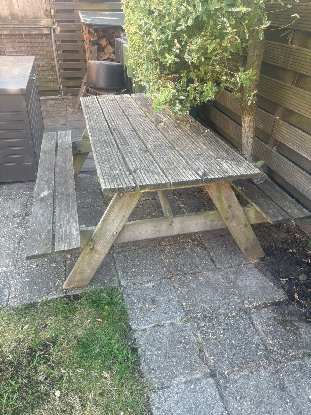 Te koop picknick tafel, Tuin en Terras, Ophalen, Gebruikt, Rechthoekig, Hout